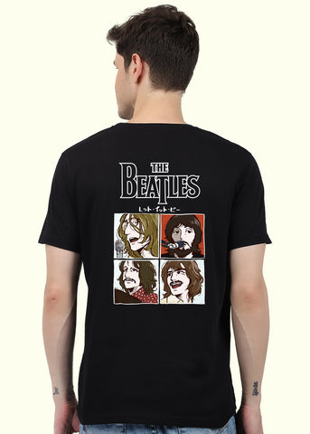 The Beatles Men Regular Fit Black Half Sleeve T-Shirt