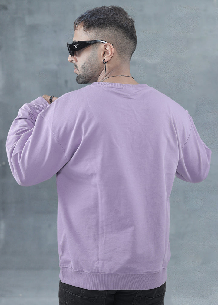 Solid Lilac Men Drop Shoulder Premium Terry Sweatshirt