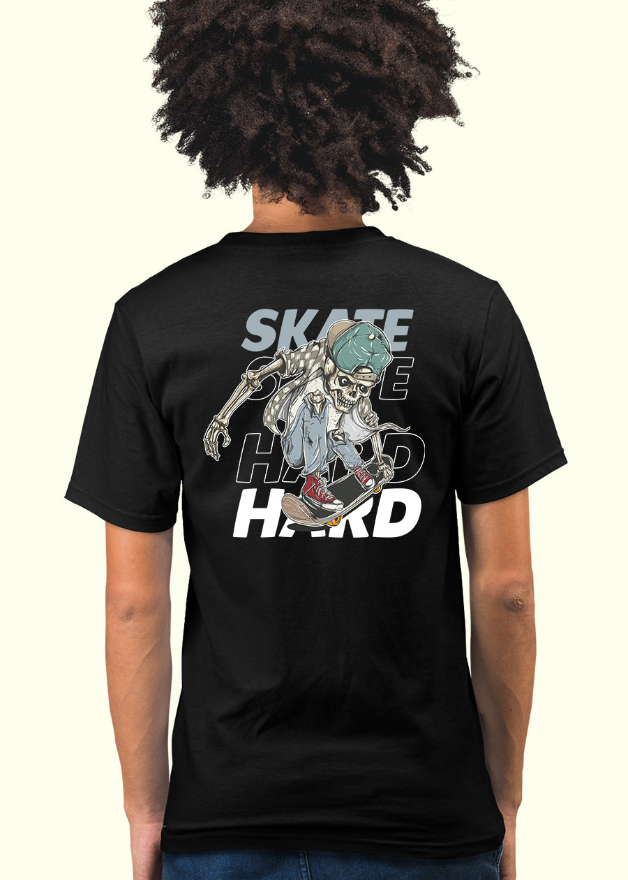 Skate Hard Men Regular Fit Black Half Sleeve T-Shirt