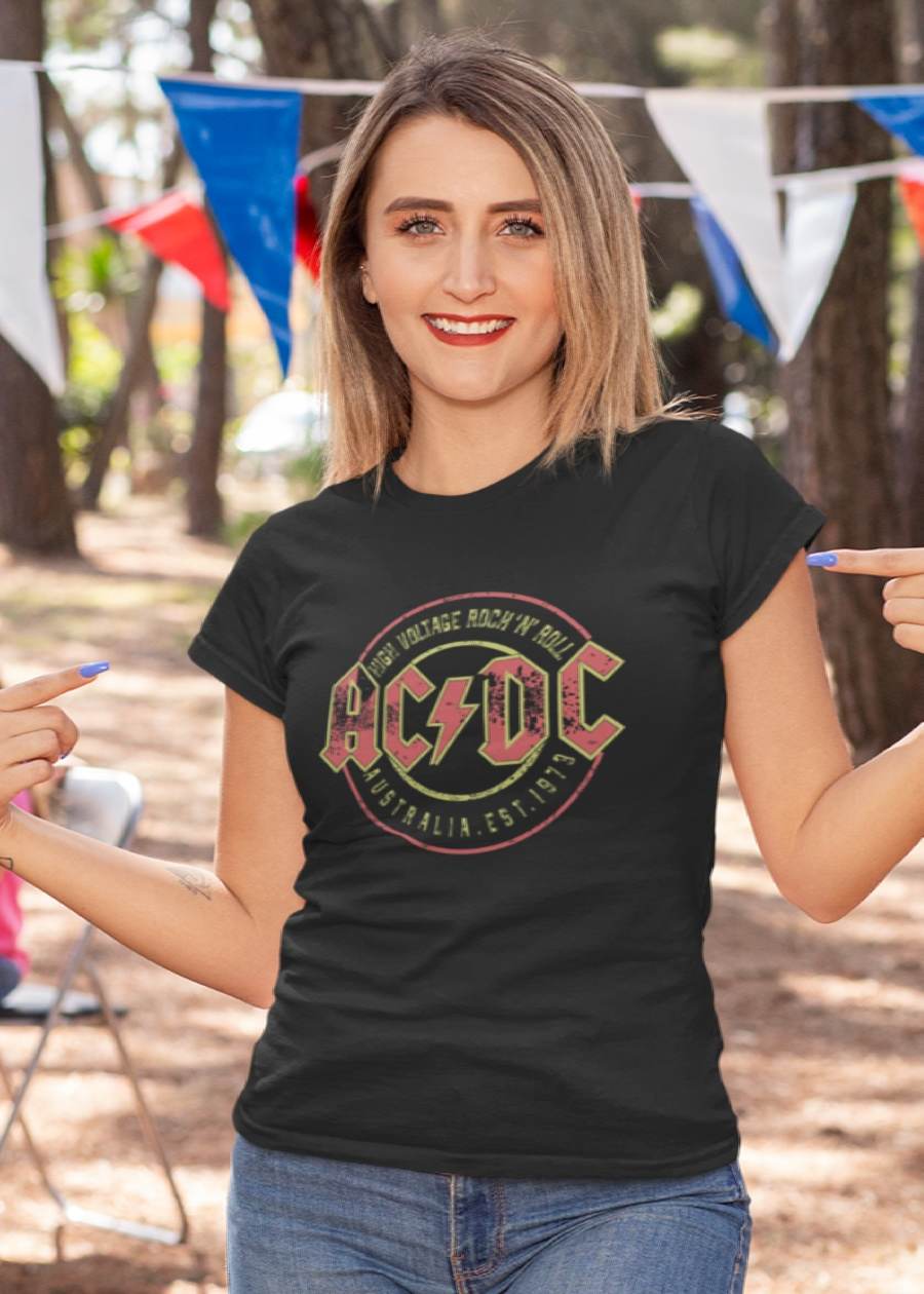 AC-DC Women Half Sleeve T-Shirt Black