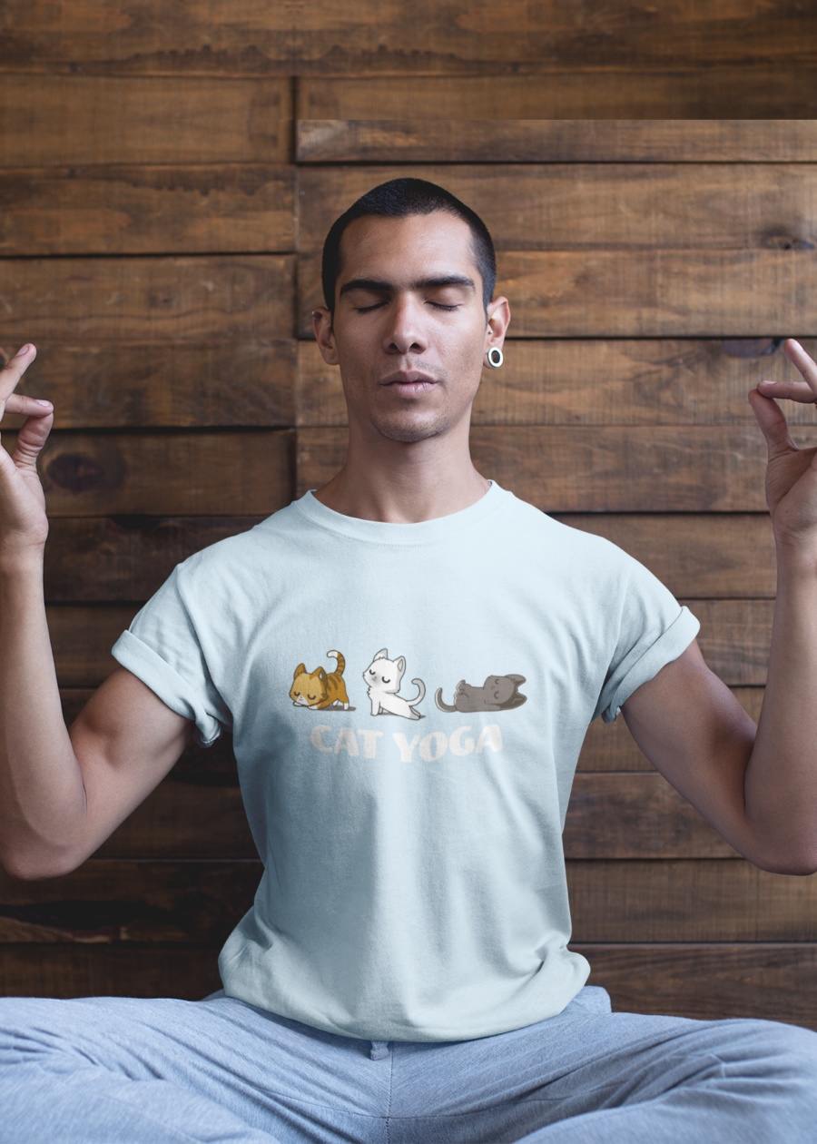 Cat Yoga Men Half Sleeve T-Shirt - TeesHut