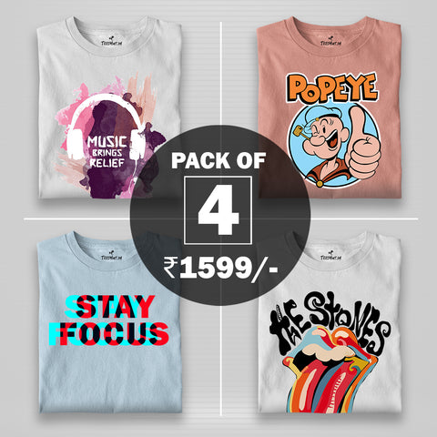 Women Graphic Half Sleeve T-Shirt Combo - Pack of 4