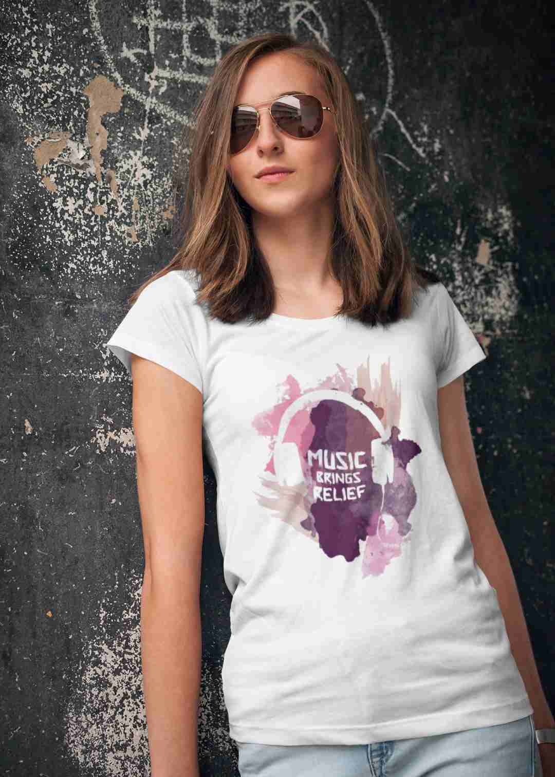 Music Brings Relief Women Half Sleeve T-Shirt