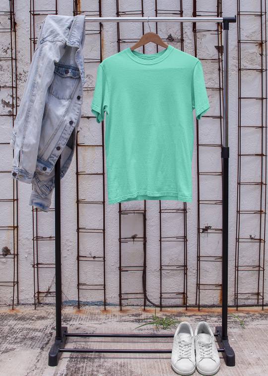 Solid Men Half Sleeve T-Shirt - Aqua Green