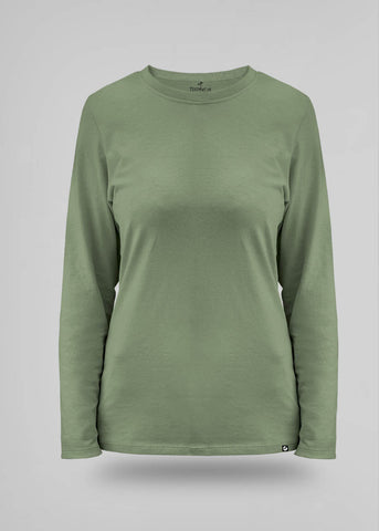 Solid Women Full Sleeve T-Shirt - Mint Green