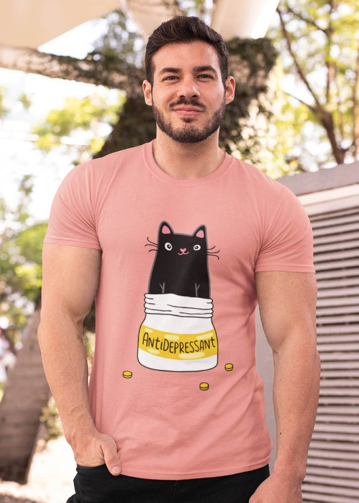 Antidepressant Cat Men Half Sleeve T-Shirt
