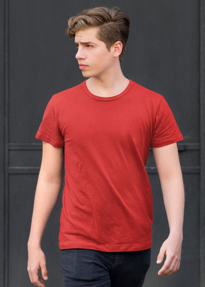 Solid Men Half Sleeve T-Shirt - Candy Red