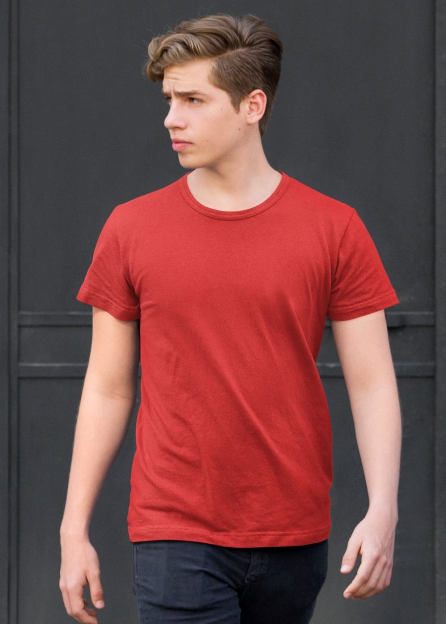 Solid Men Half Sleeve T-Shirt - Candy Red