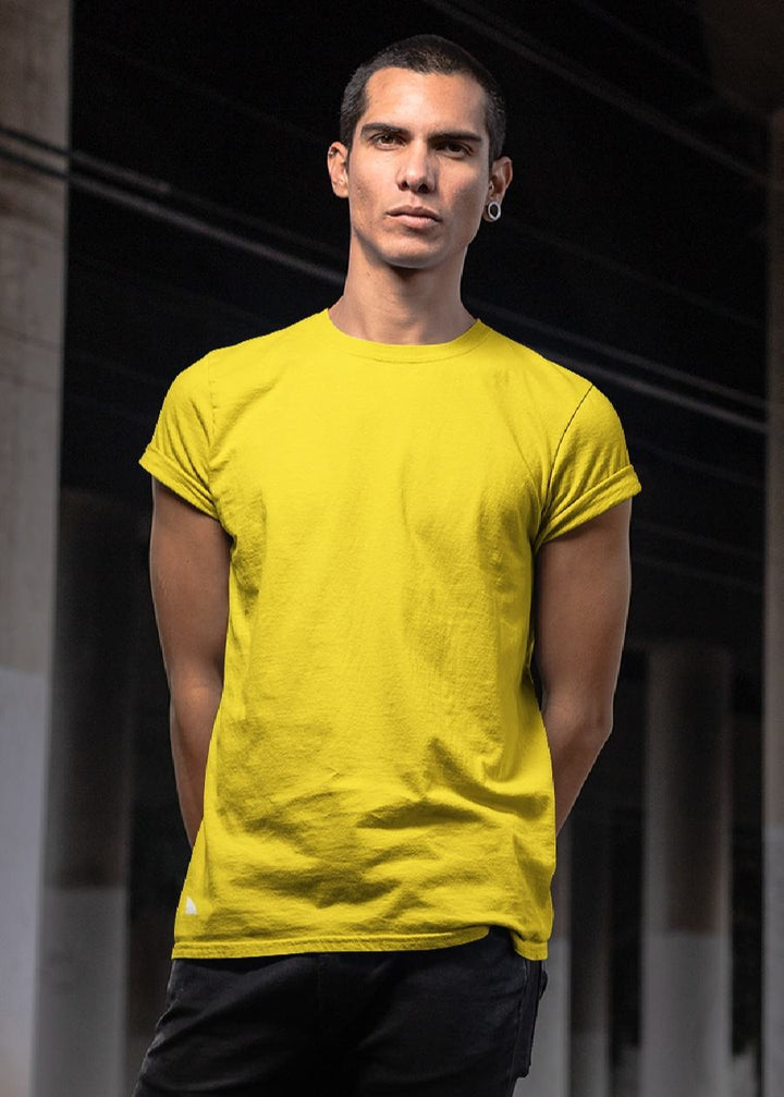 Solid Men Half Sleeve T-Shirt - Pineapple Yellow