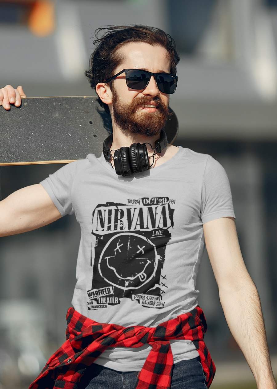 Nirvana Men Half Sleeve T-Shirt Grey