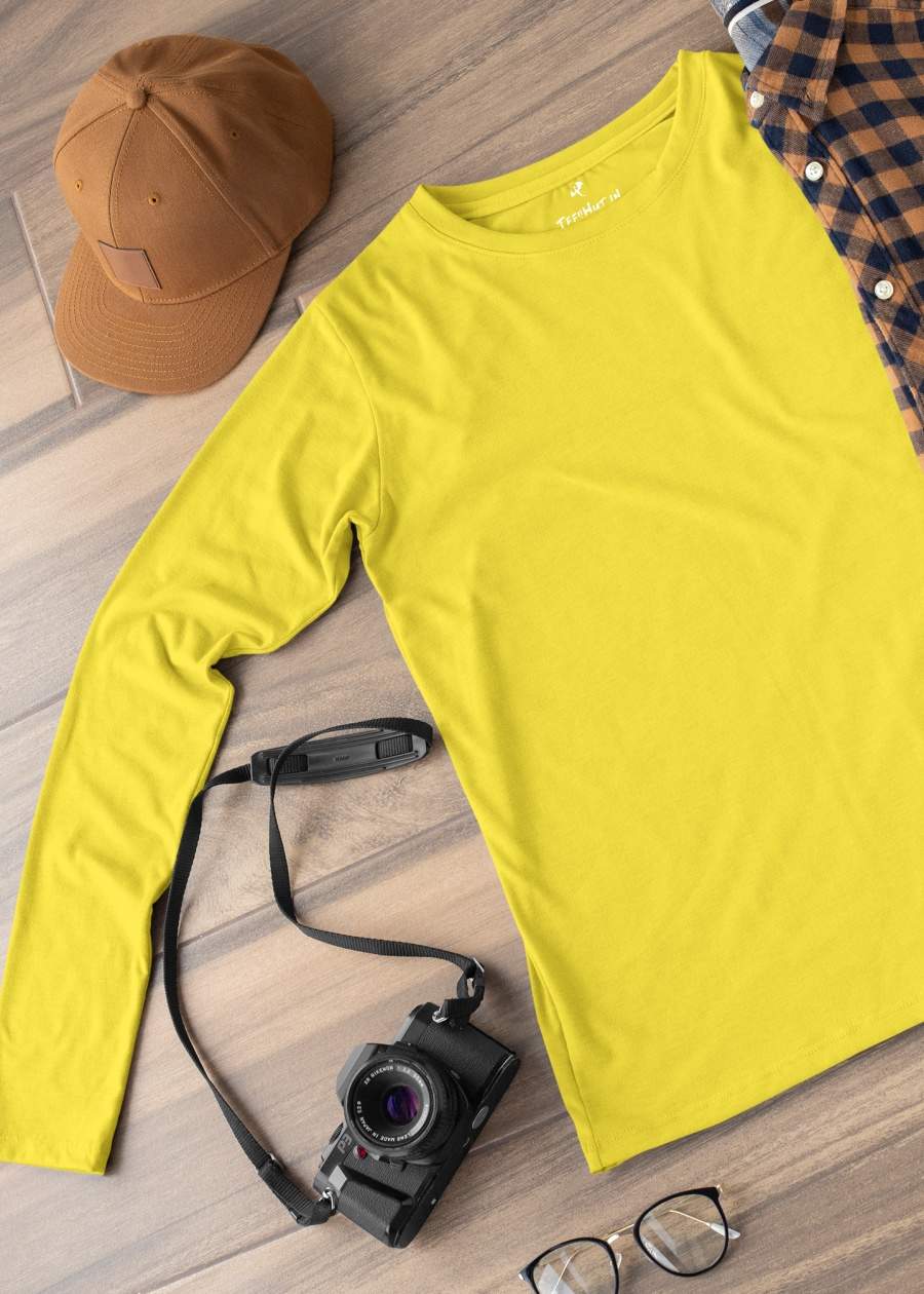 Solid Men Full Sleeve T-Shirt - Pineapple Yellow