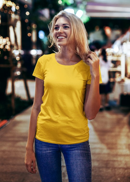 Mustard women solid t-shirt