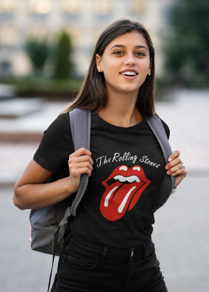 The Rolling Stones Women Half Sleeve T-Shirt black