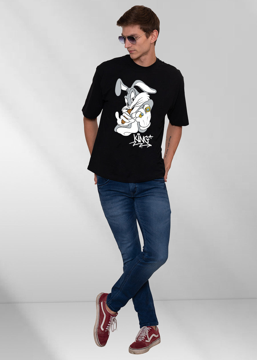 Bunny Men Oversized T-Shirt - Black