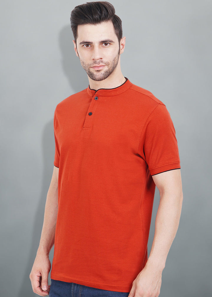 Henley Men Half Sleeve T-Shirt - Rustic Orange