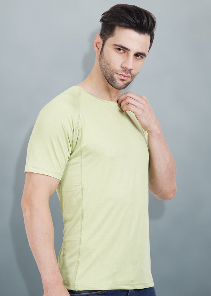 Mens Sweat in Style Round Neck Raglan sleeve T-shirt - Pista Green