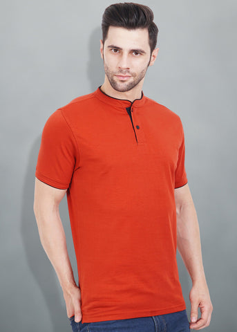 Henley Men Half Sleeve T-Shirt - Rustic Orange