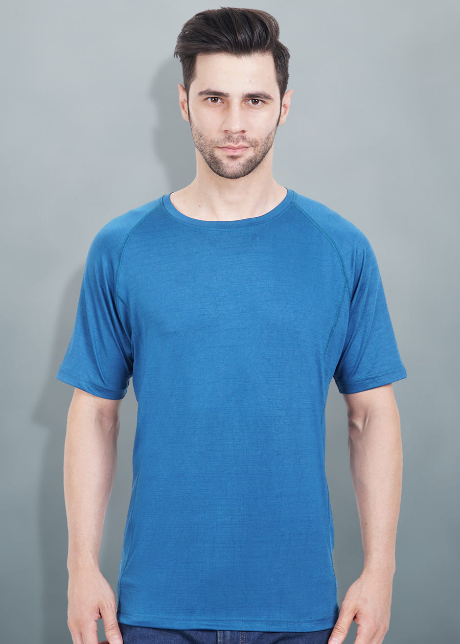 Mens Sweat in Style Round Neck Raglan sleeve T-shirt - Teal Blue