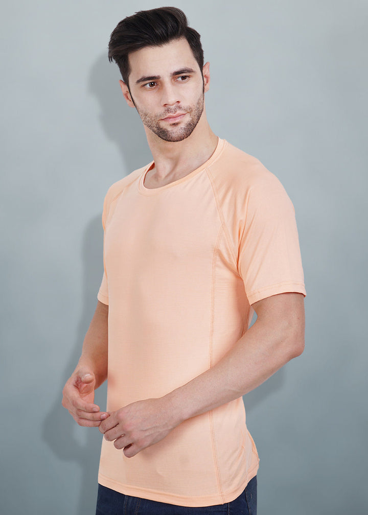 Mens Sweat in Style Round Neck Raglan sleeve T-shirt - Peach Orange