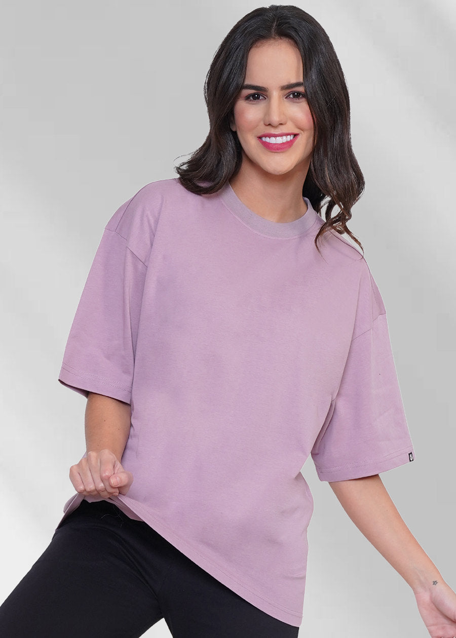 Solid Women Oversized T-Shirt - Lilac