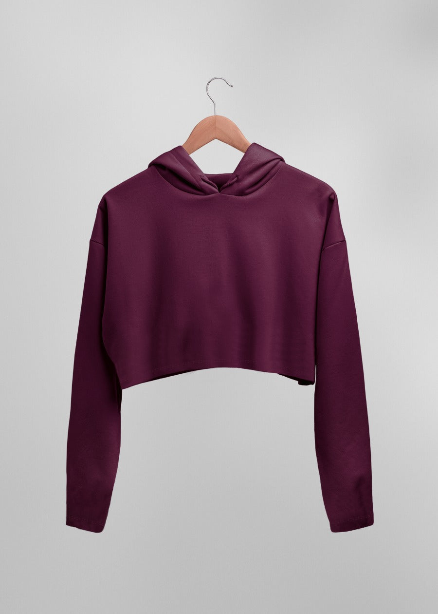 Wine Solid Cropped Hoodie For Women |  Pronk