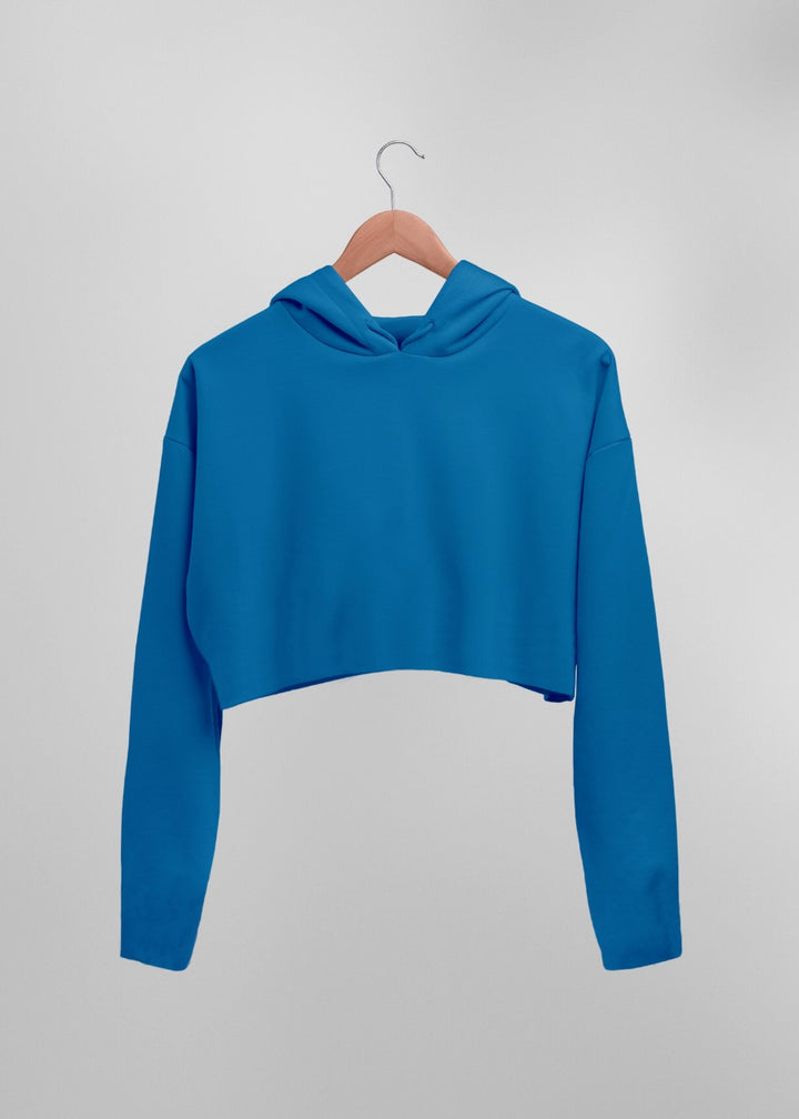 Denim Blue Women Cropped Solid Hoodie | Shop Now | Pronk