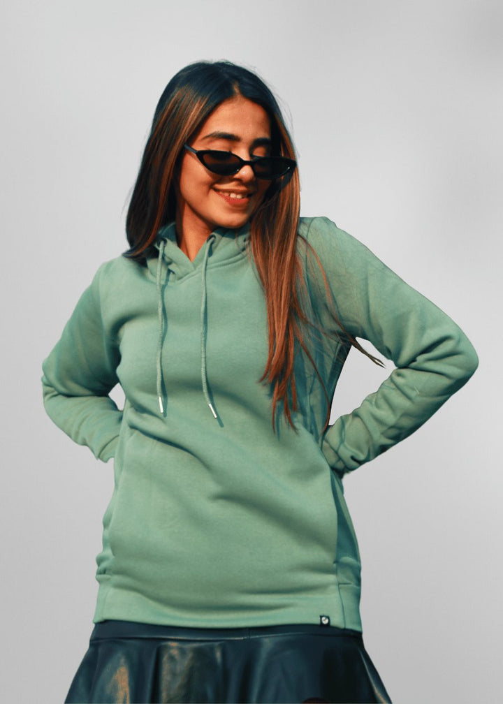 Women Fleece Hoodie Sweatshirt olive green colour